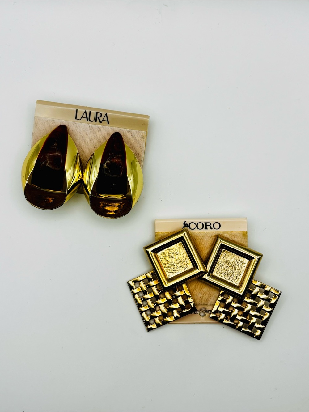 VTG Statement Earrings Lot (2) | NWT Pierced Coro Woven & Laura Hoops